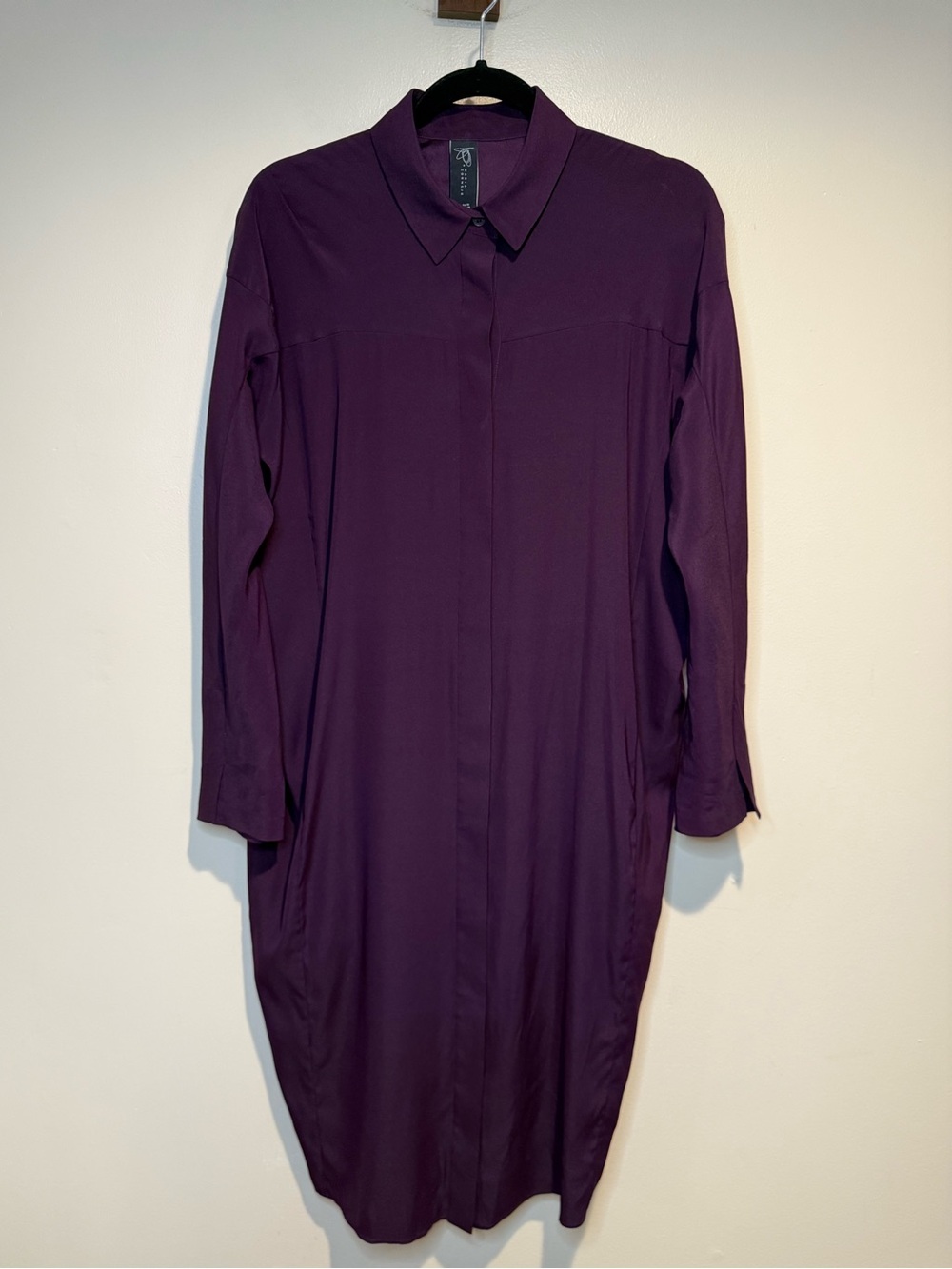 Zero + Maria Cornejo Bordeaux Silk Midi Shirt Dress